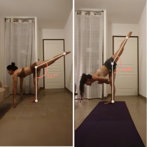 Démonstration de la souplesse gagnée par une élève Flexifit qui voulait savoir comment faire le grand écart