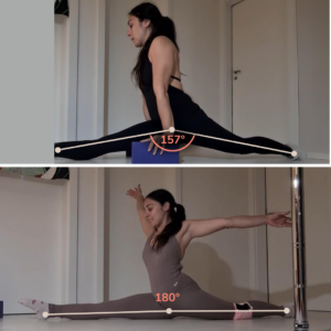 Démonstration d'une jeune femme qui a appris comment faire le grand écart avec la méthode Flexifit